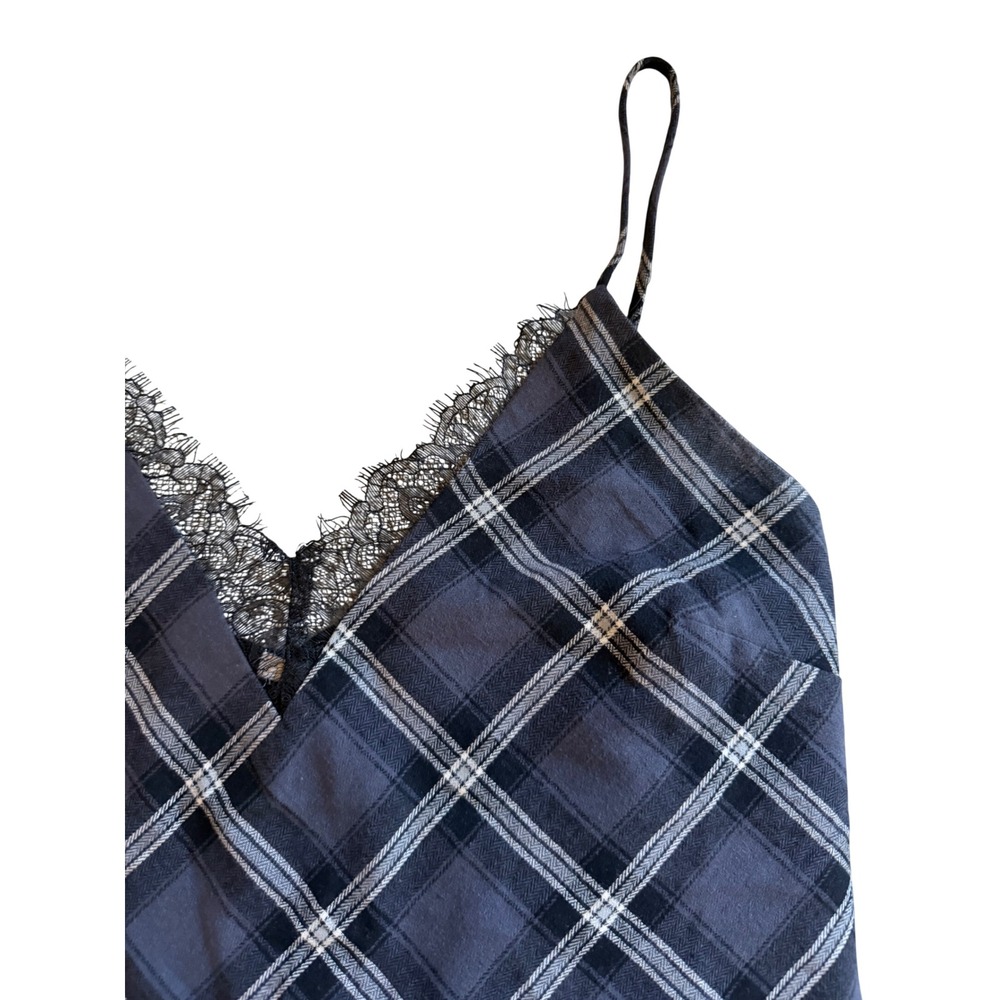 Gold Hawk Plaid Lace Trim Camisole Top Charcoal Gray Large NWT - Picture 4 of 10